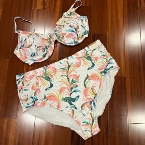 New NWT ArteSands Swim‎ Bikini Set April Spritz Degas Botticelli Floral Plus 20